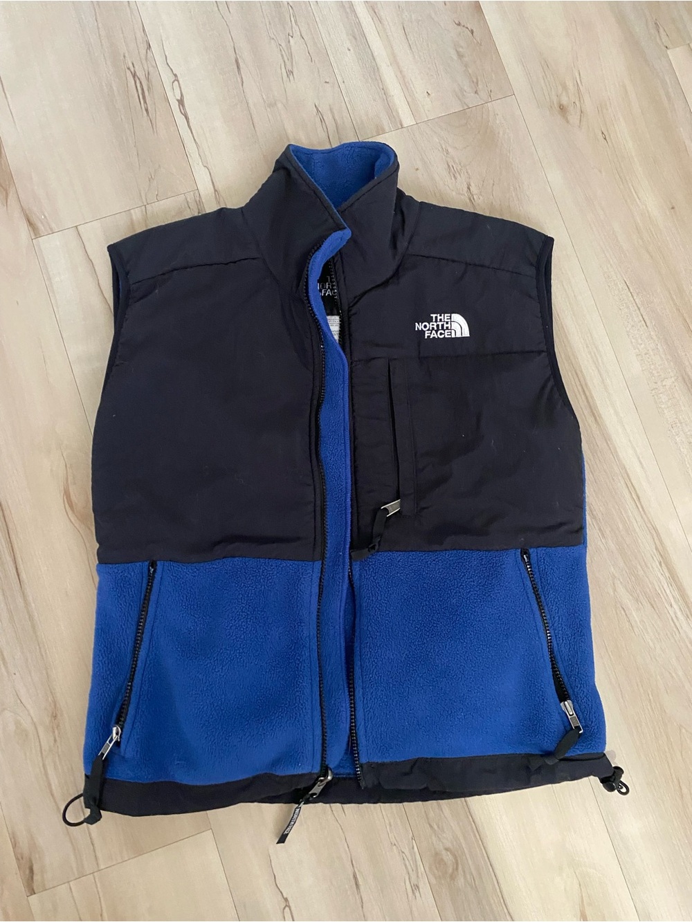 The North Face Black and Royal Blue Fleece Vest